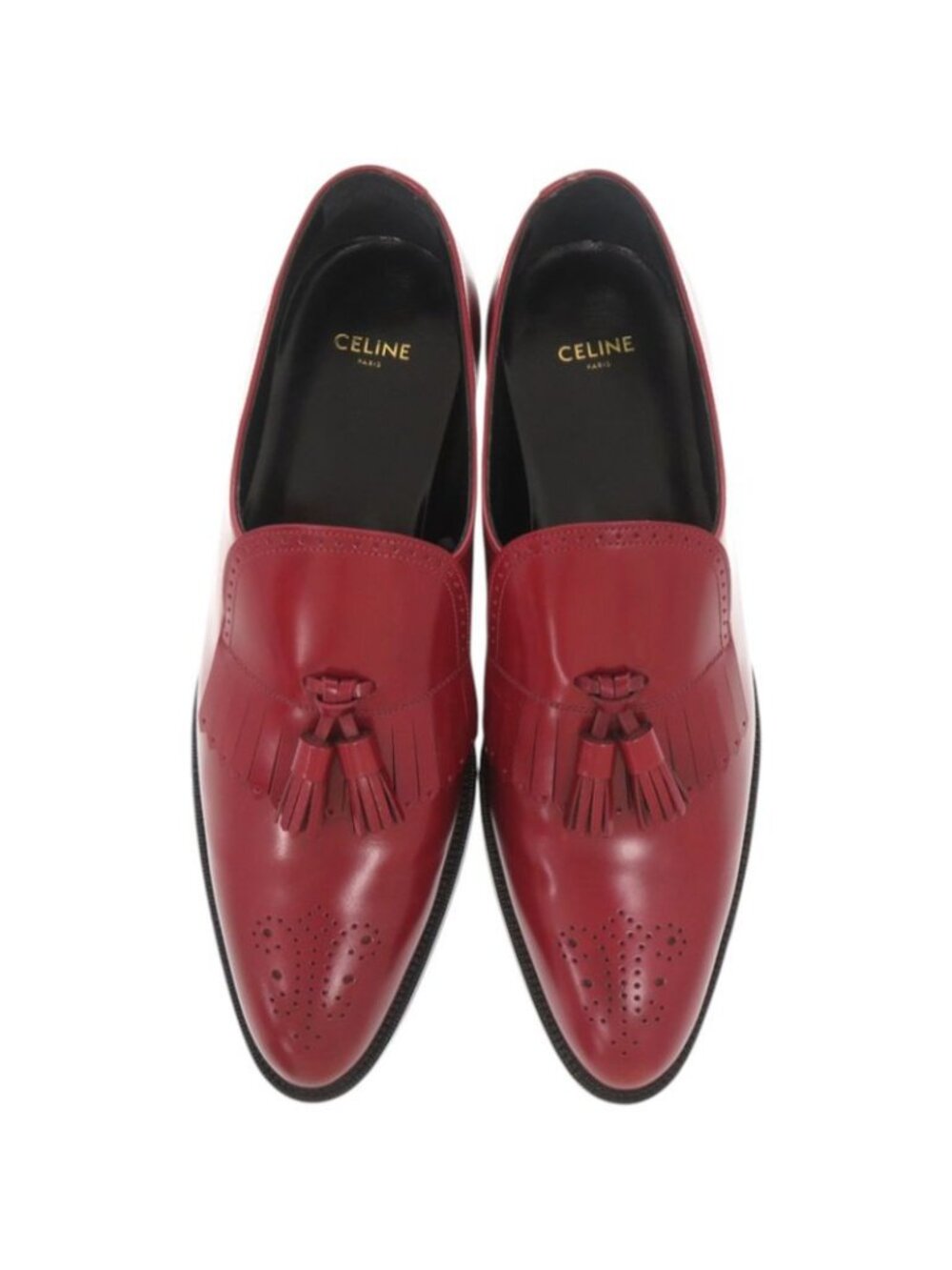 Celine Loafers Tassel Leather Red Shoes - Picture 3 of 10